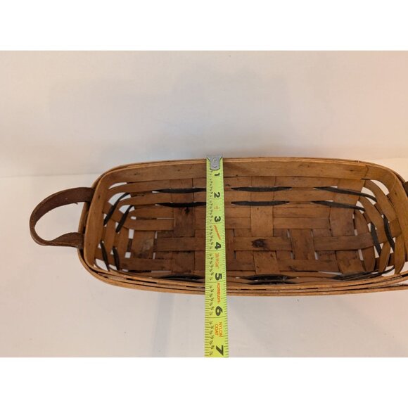 Longaberger Handwoven Basket With Leather Handles Brown Rectangle Rustic Decor U - Picture 7 of 9